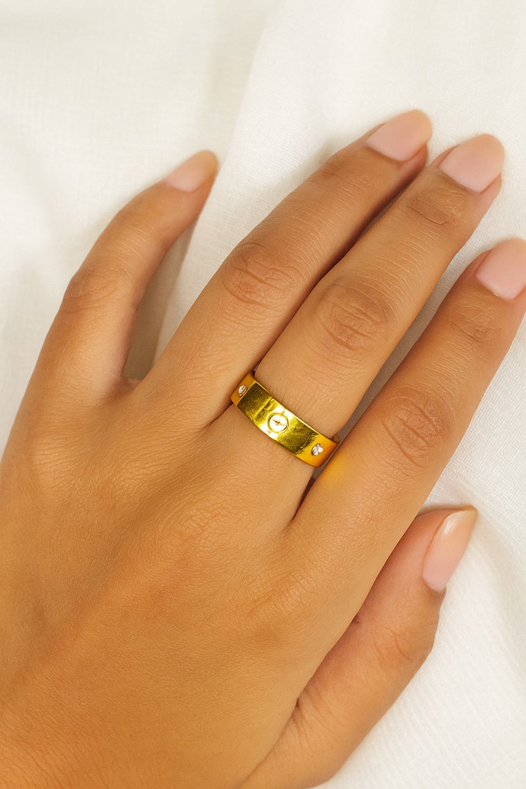 Classic Gold-Tone Stainless Steel Party Wear Ring