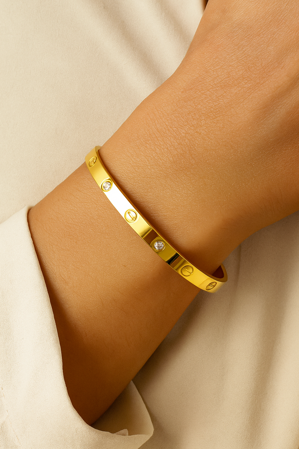 Stainless Steel Luxe Cuff Bracelet (Gold Tone)