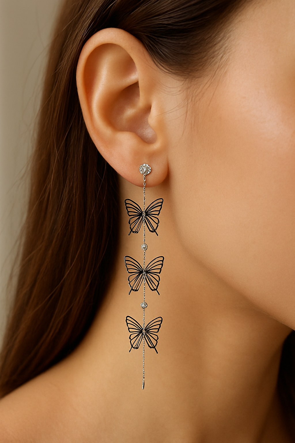 Silver Butterfly Stud Earrings