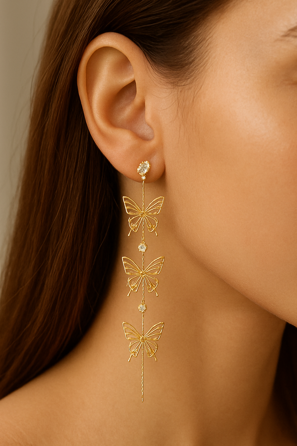 Golden Butterfly Stud Earrings