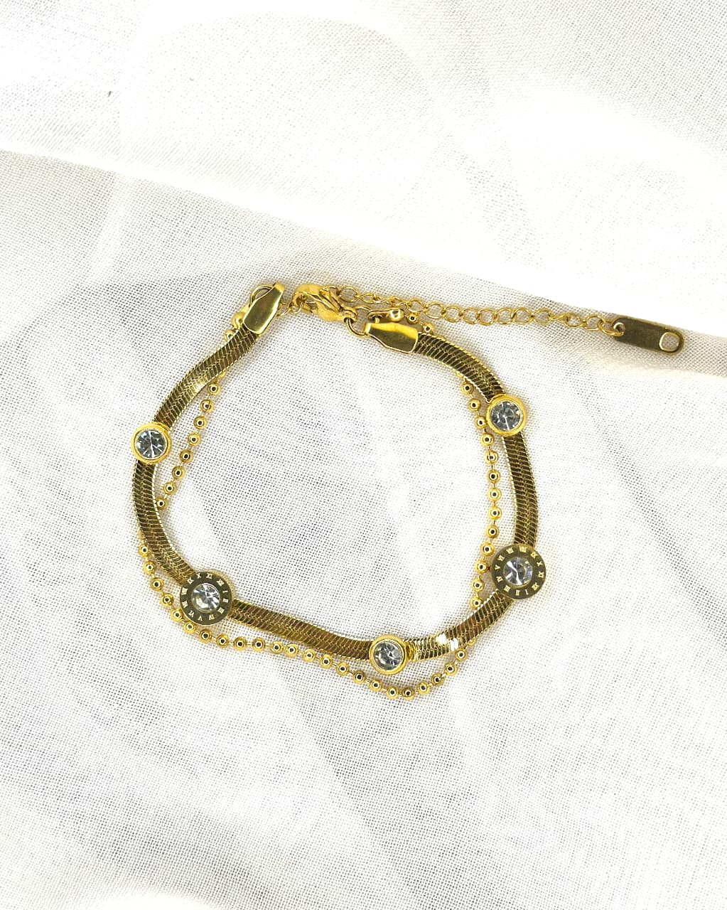 Aurora Stainless Steel Crystal Chain Bracelet