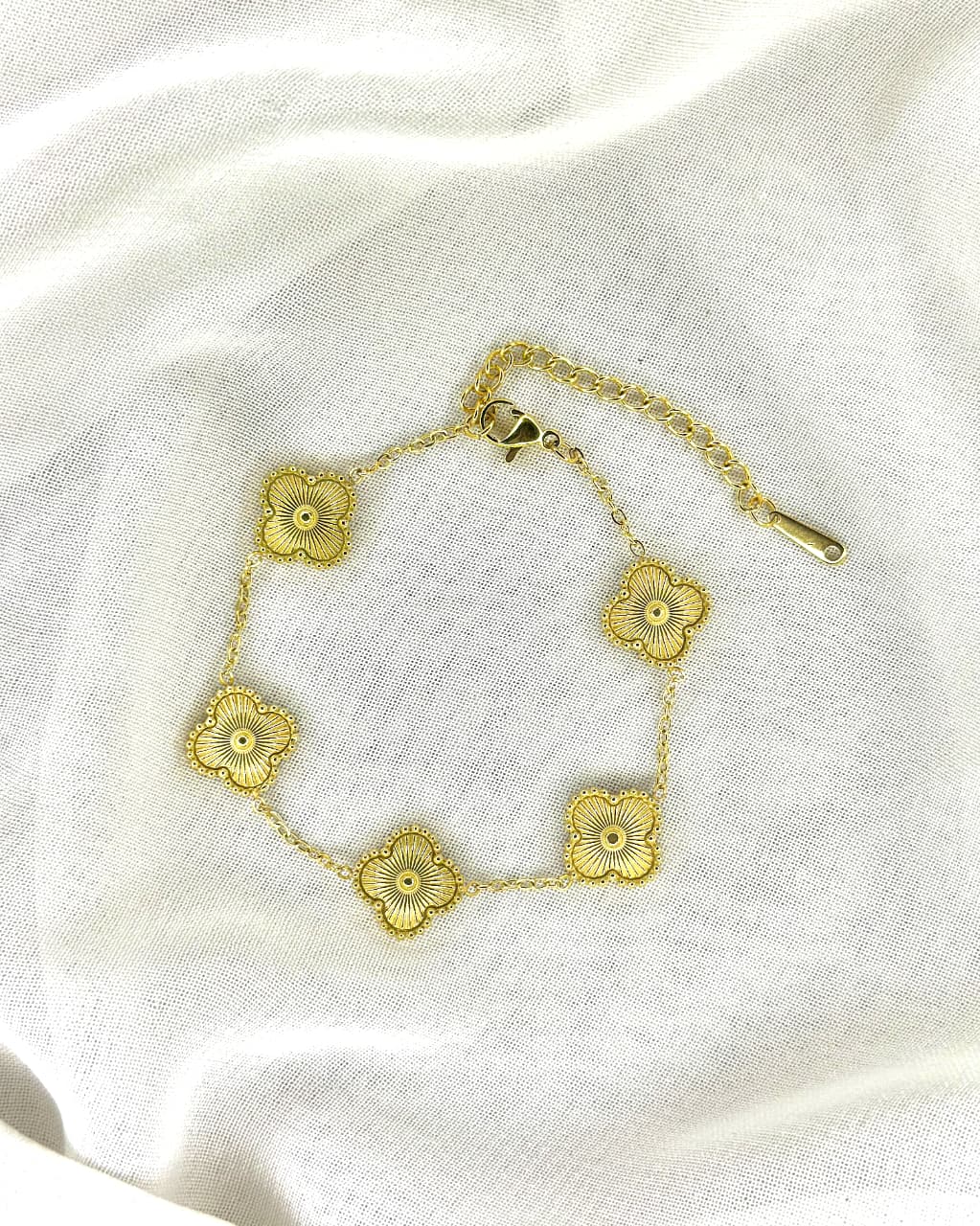 Stainless Steel Floral Charm Bracelet
