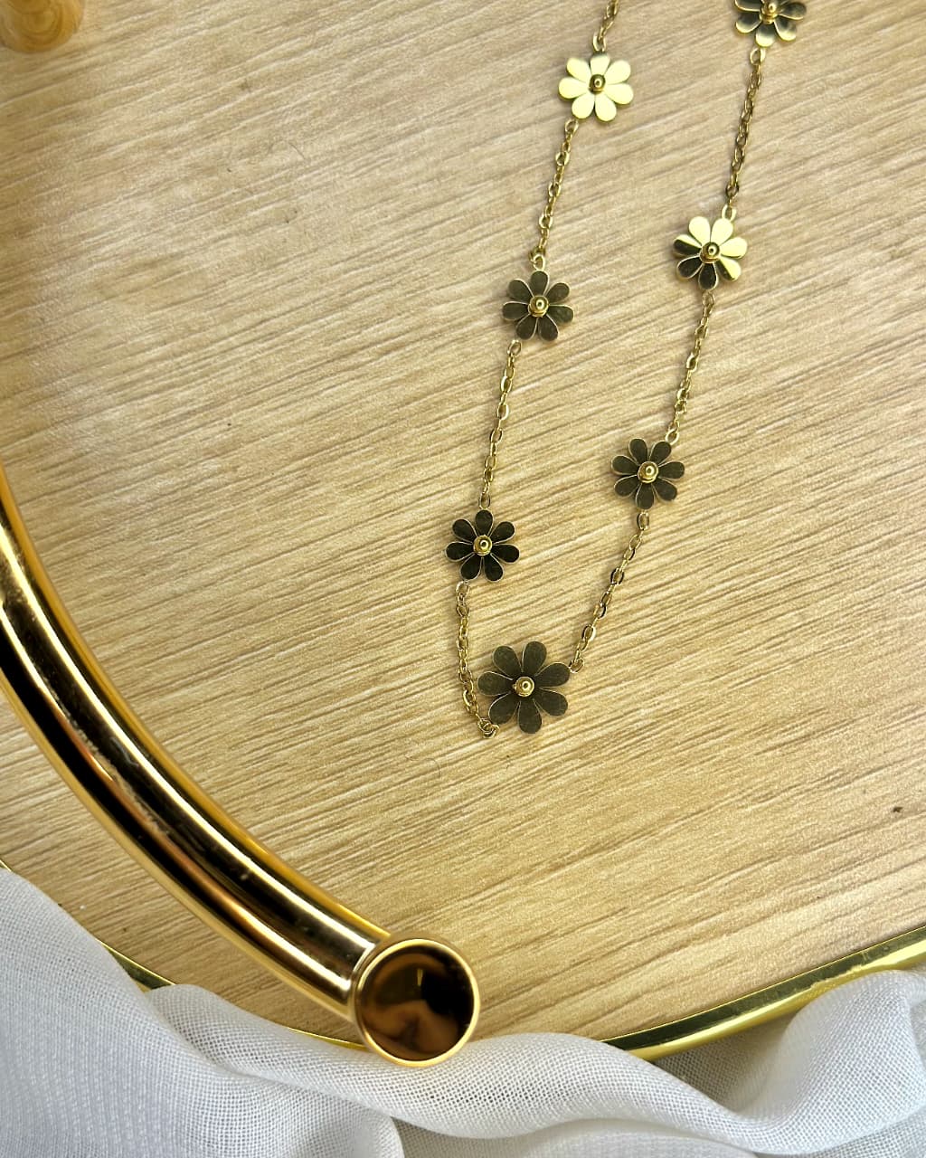 Golden Blossom Stainless Steel Flower Necklace