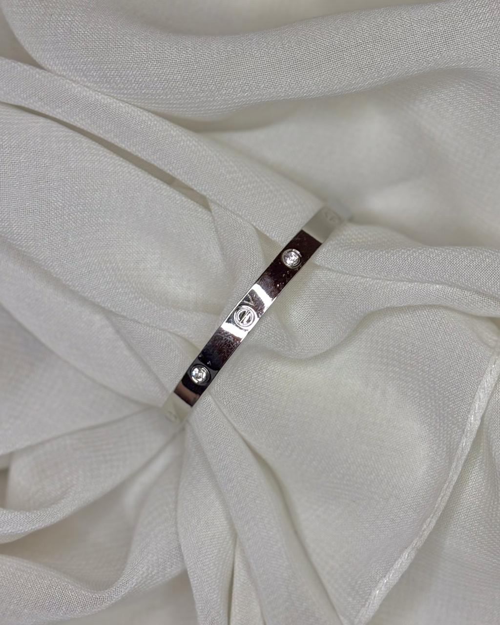 Stainless Steel Sleek Crystal Cuff Bracelet