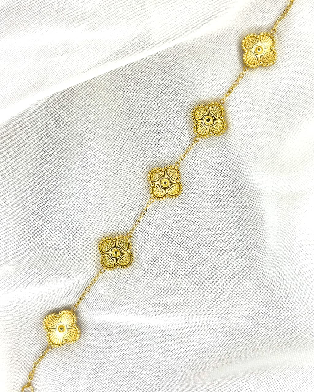 Stainless Steel Floral Charm Bracelet