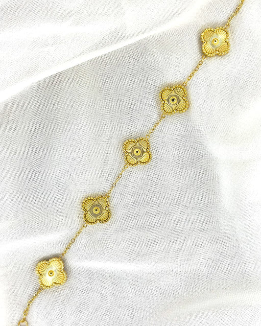 Stainless Steel Floral Charm Bracelet