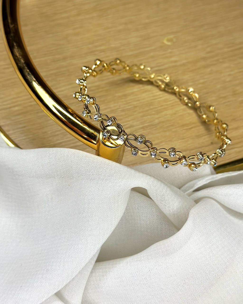 Convertible Stainless Steel Gold-Tone Ring & Bracelet