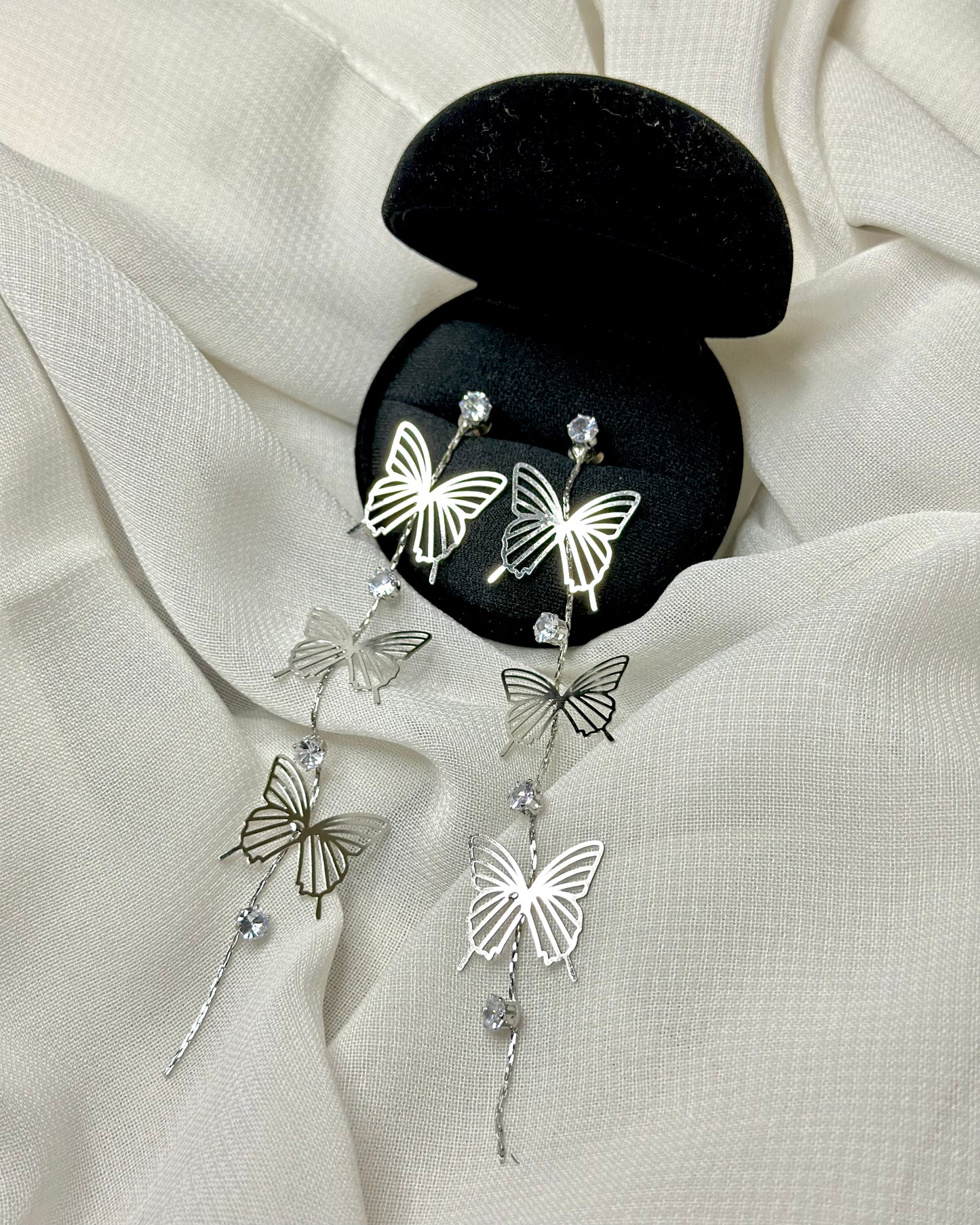 Silver Butterfly Stud Earrings