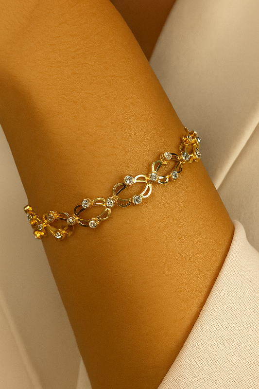Convertible Stainless Steel Gold-Tone Ring & Bracelet