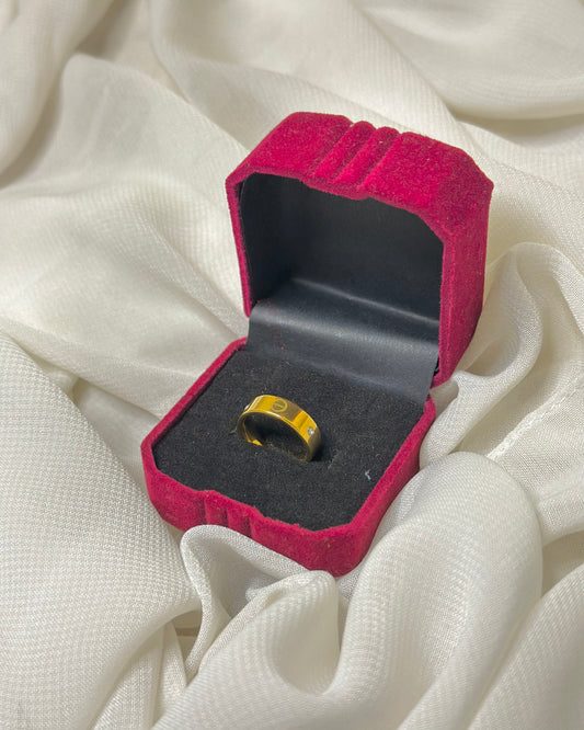 Classic Gold-Tone Stainless Steel Party Wear Ring