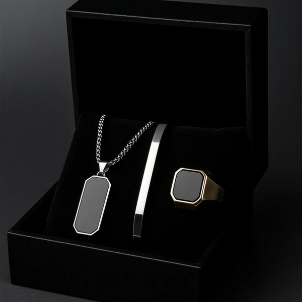 Black Onyx Trio – Premium Men’s Jewelry Gift Set