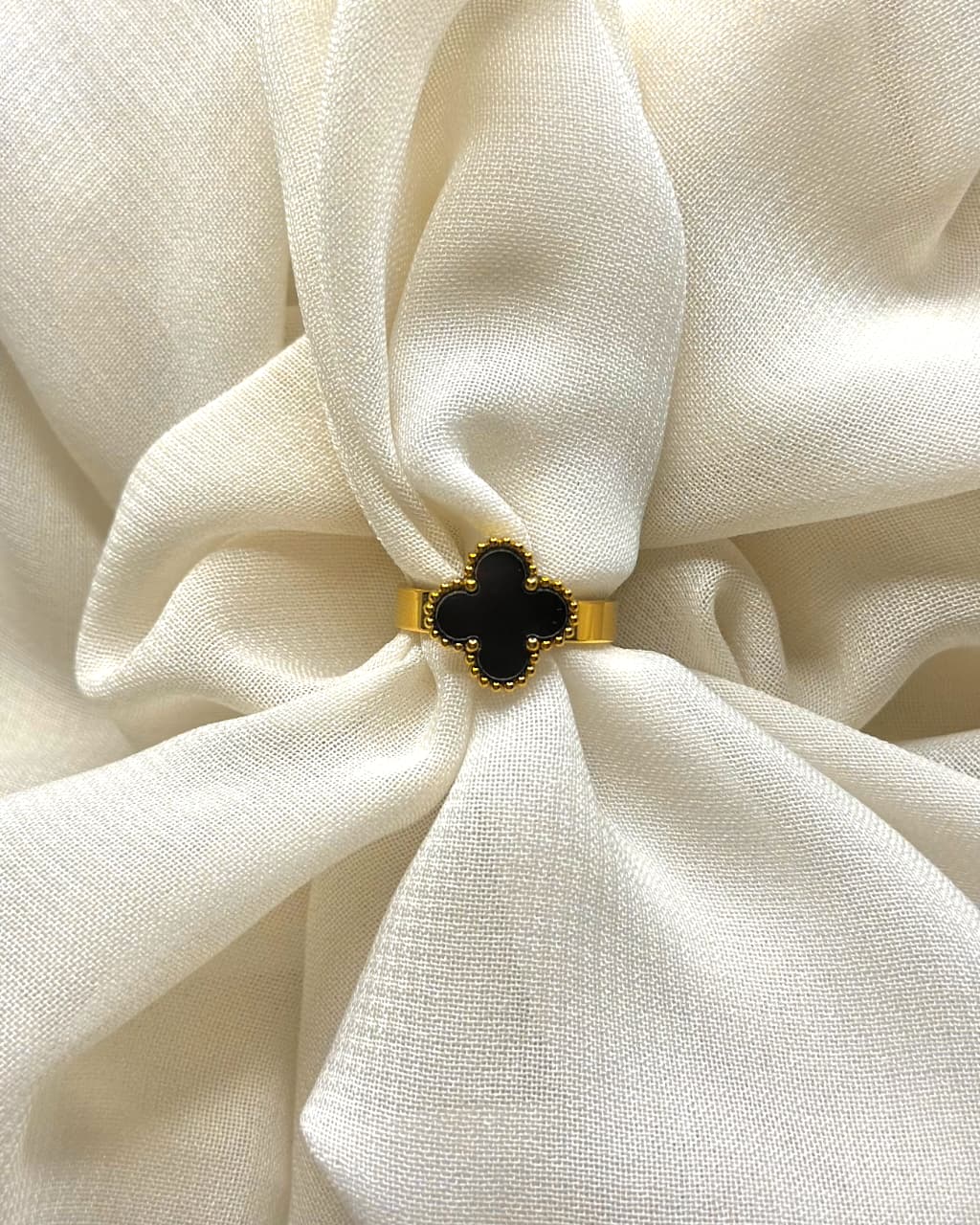 Black Clover Stainless Steel Ring – Timeless Elegance
