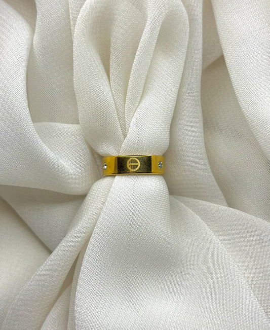 Classic Gold-Tone Stainless Steel Party Wear Ring