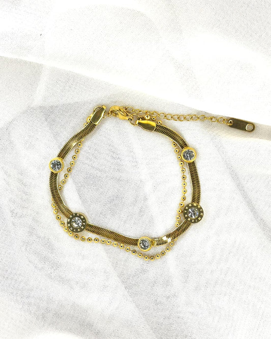 Aurora Stainless Steel Crystal Chain Bracelet