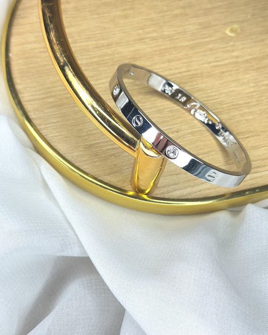 Stainless Steel Sleek Crystal Cuff Bracelet