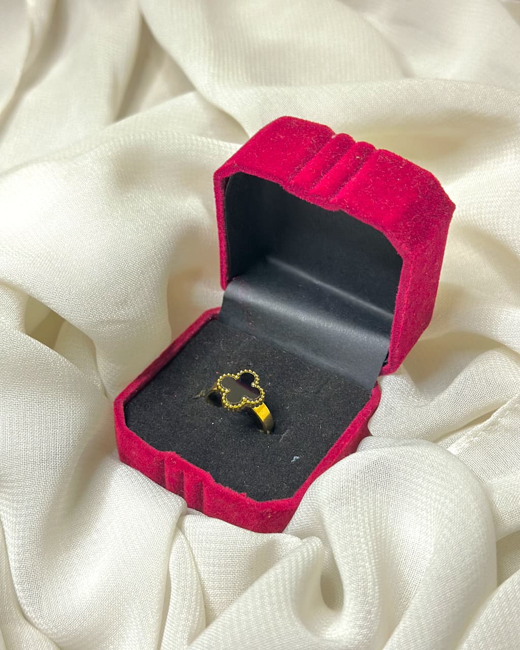 Black Clover Stainless Steel Ring – Timeless Elegance