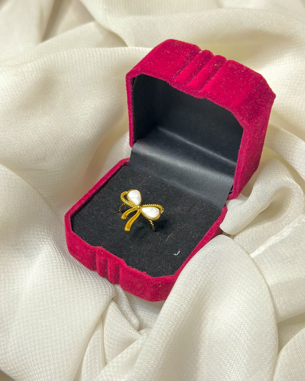 Pearl Bow Stainless Steel Ring – Trendy
