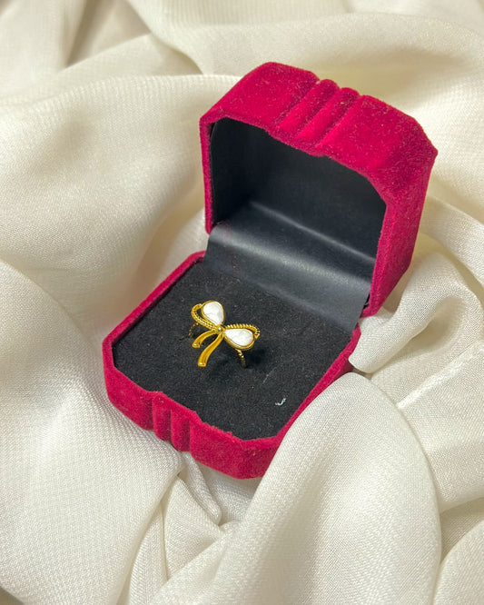 Pearl Bow Stainless Steel Ring – Trendy