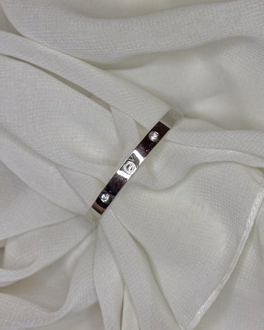 Stainless Steel Sleek Crystal Cuff Bracelet