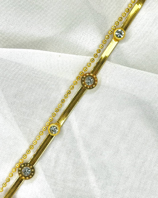 Aurora Stainless Steel Crystal Chain Bracelet