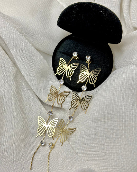 Golden Butterfly Stud Earrings
