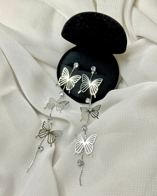 Silver Butterfly Stud Earrings